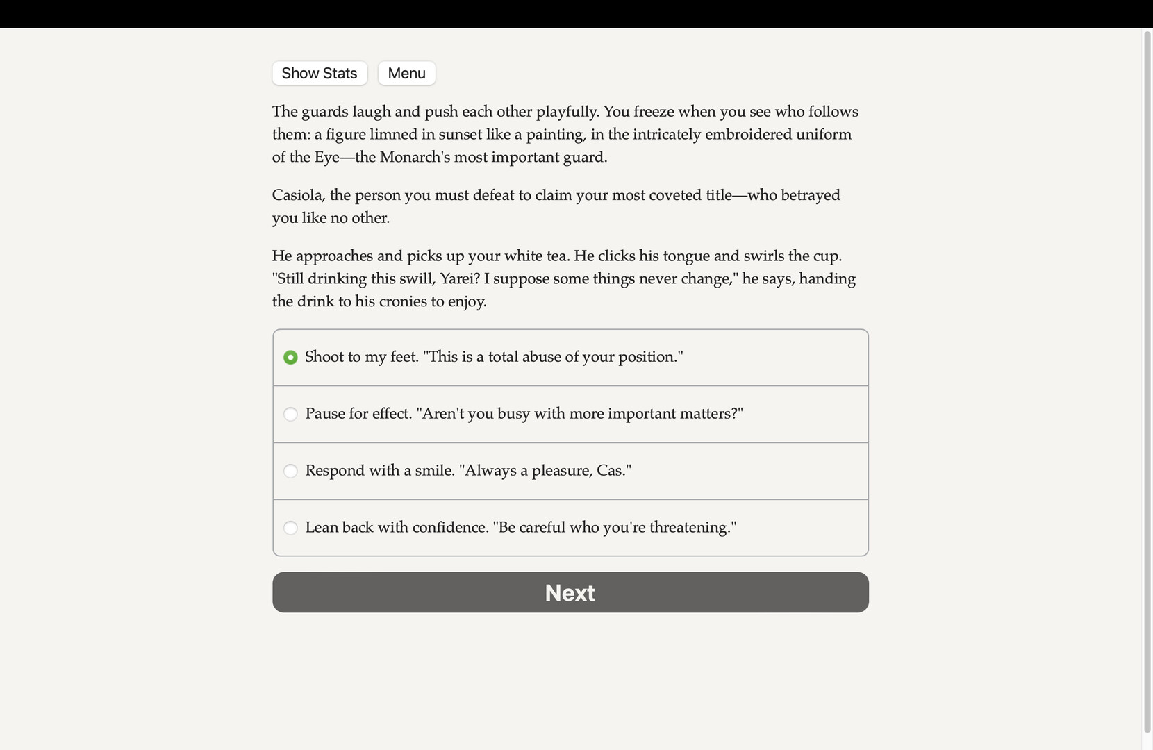 Games of the Monarch’s Eye