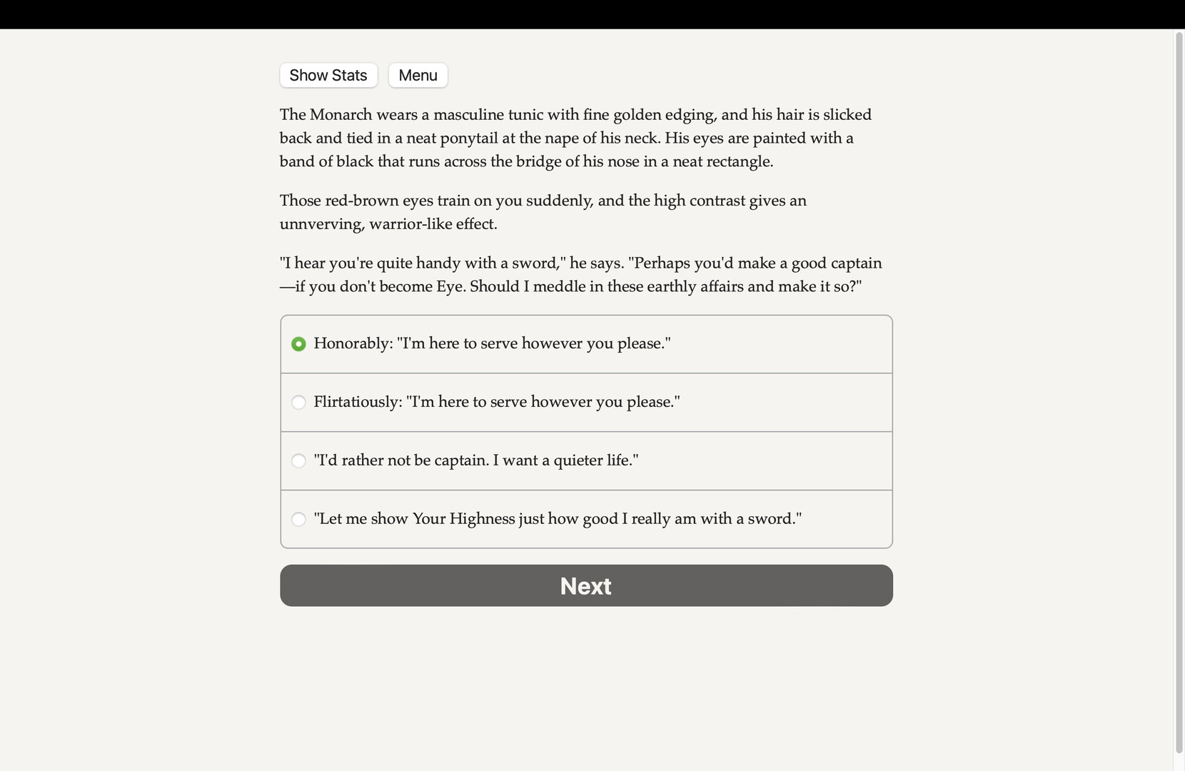 Games of the Monarch’s Eye