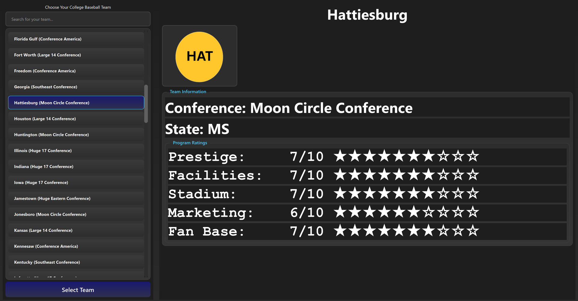 College Baseball: Dynasty Builder
