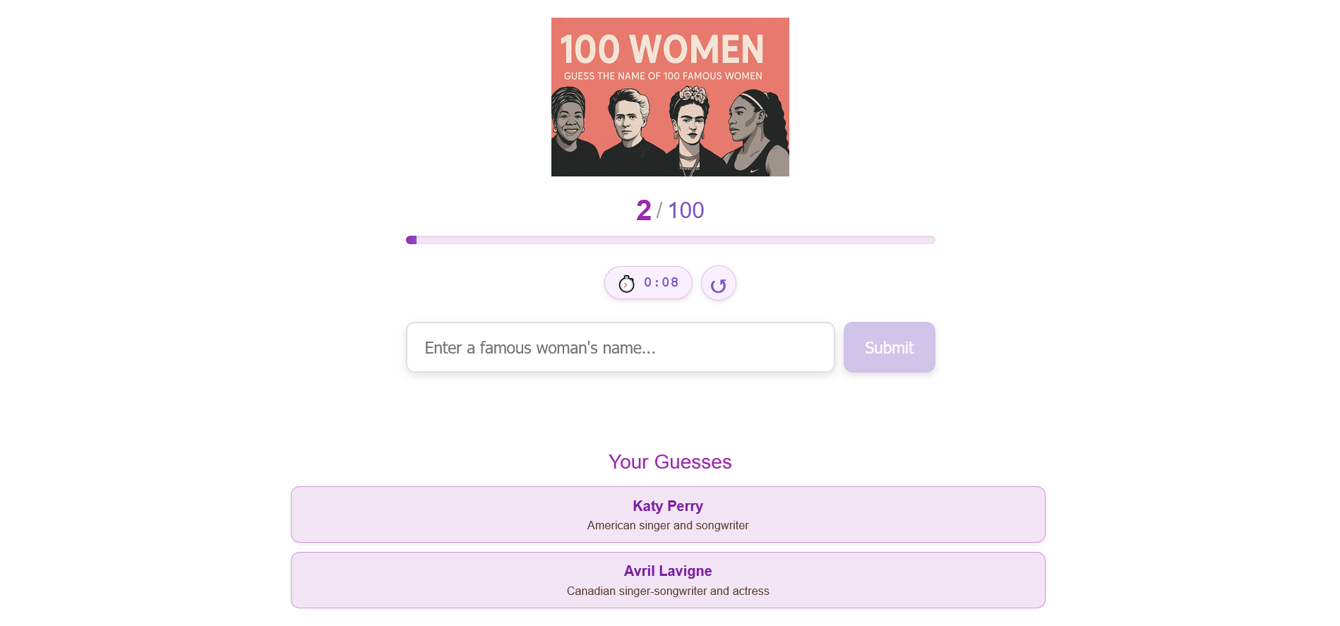 100 Women: Guess the Name of 100 Famous Women