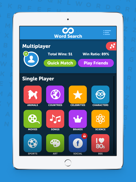 Infinite Word Search Puzzles